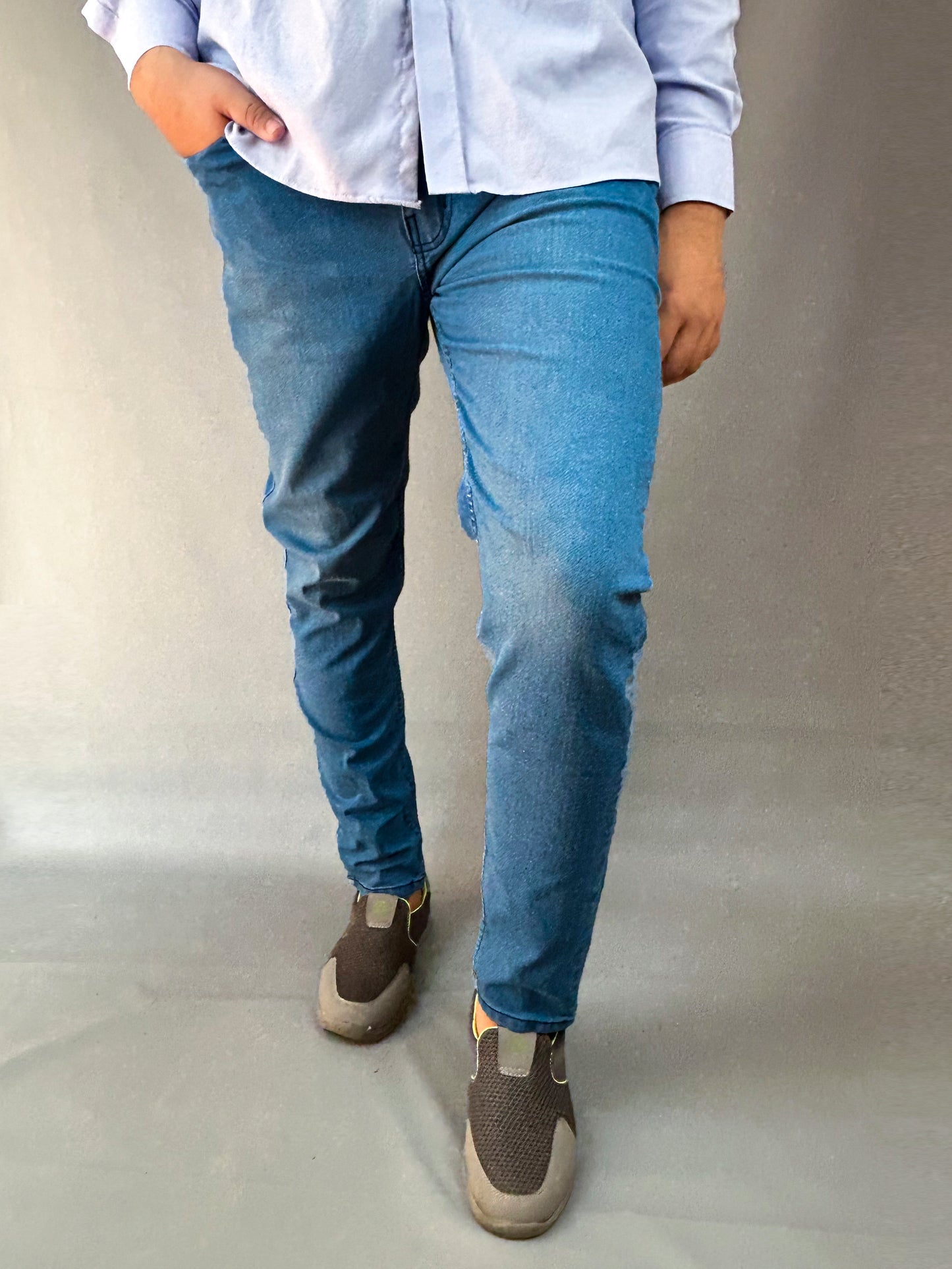 Light Blue Regular Fit Stretchable Jeans For Men MDJ15