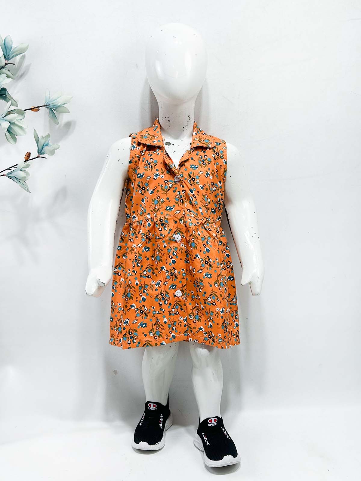 1Yr - 9Yrs Orange Frock For Girls NG GF50