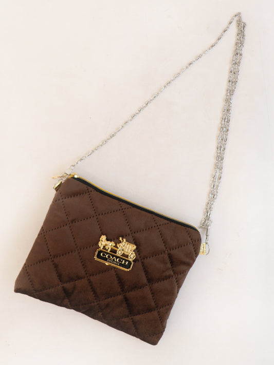 Stylish Velvet Handbag For Women's COACH Brown 07