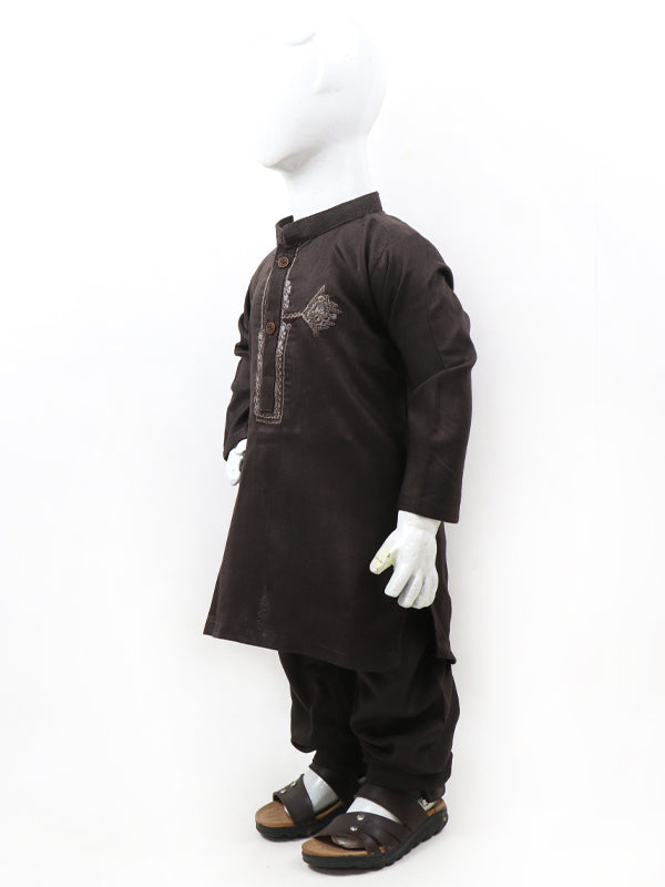 BKS25 IQ Boys Shalwar Kameez Suit 2Yrs - 14Yrs Dark Brown