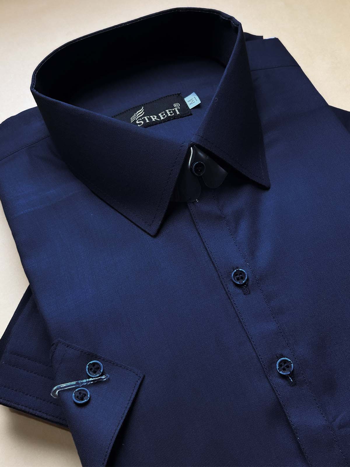 027-C Men Kameez Shalwar Plain Stitched Suit Navy Blue 1