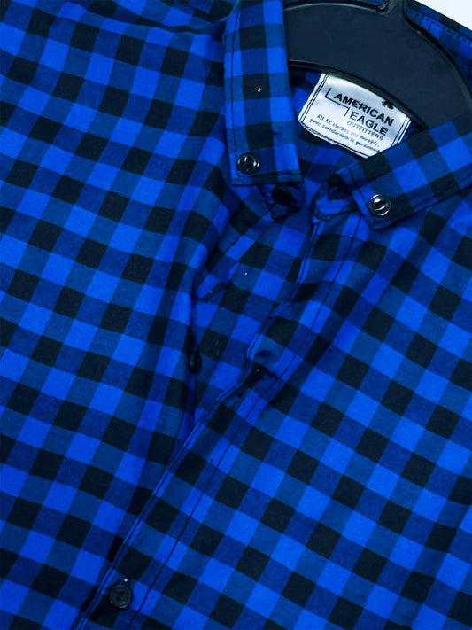 Blue Mini Checks Casual Shirt For Men MCS126