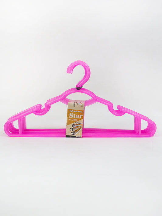 Plastic Clothes Hanger With Tie Rank Pack of 10 Pink