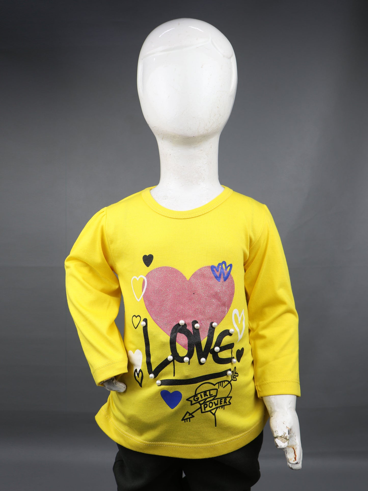 1Yrs - 7Yrs Love Yellow T-Shirt For Girls TG GTS20