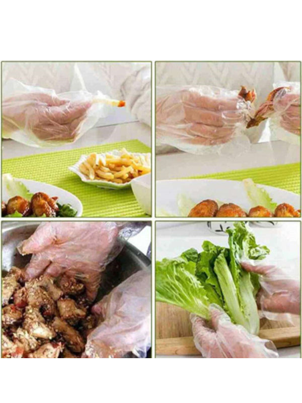 Disposable Plastic Gloves - 100 Pcs