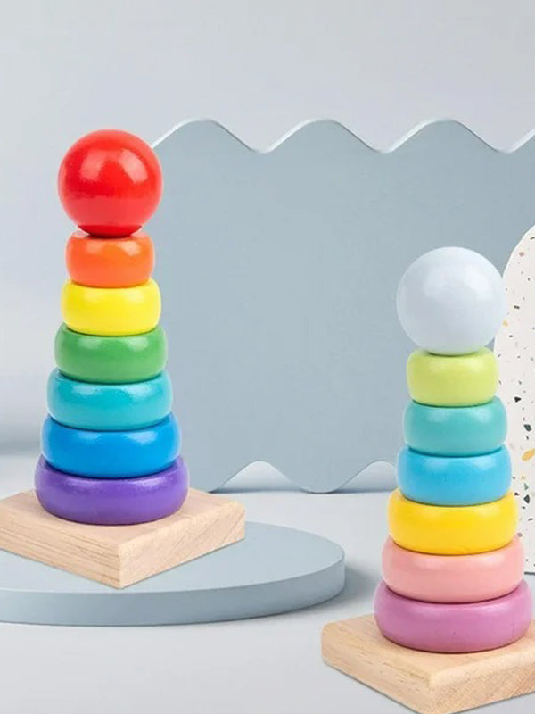 Wooden Rainbow Tower 8 Blocks for Kids