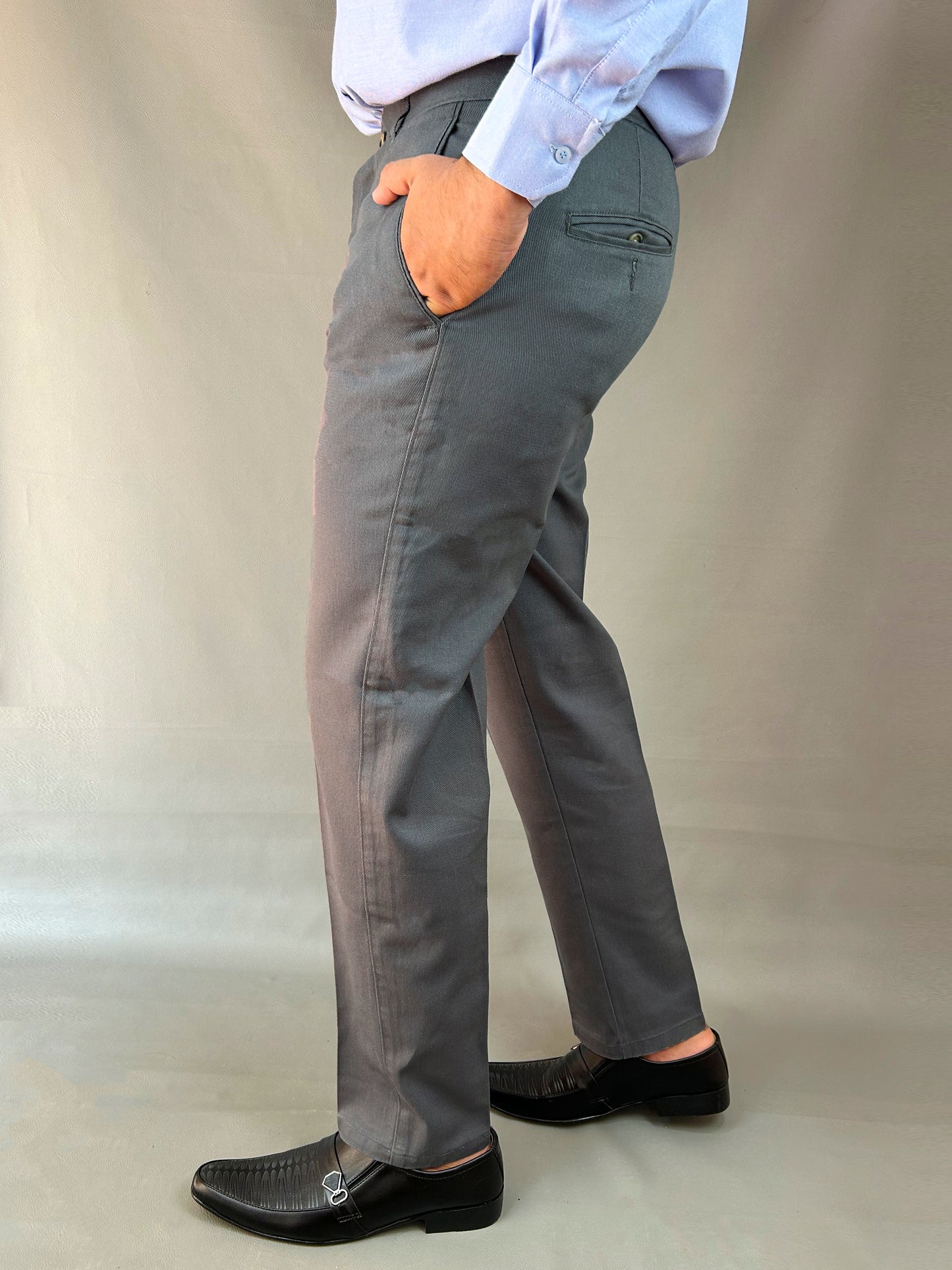 Granite Grey Wrinkle-Free 100% Cotton Formal Dress Pant For Men MWFP19