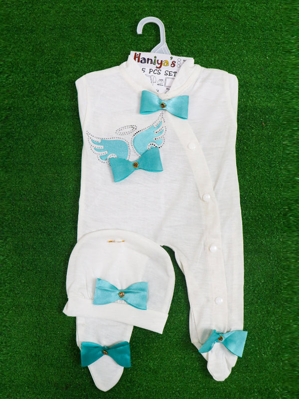 0Mth - 3Mth Bow Ferozi 5Pcs Gift Set For Newborn NBGS46