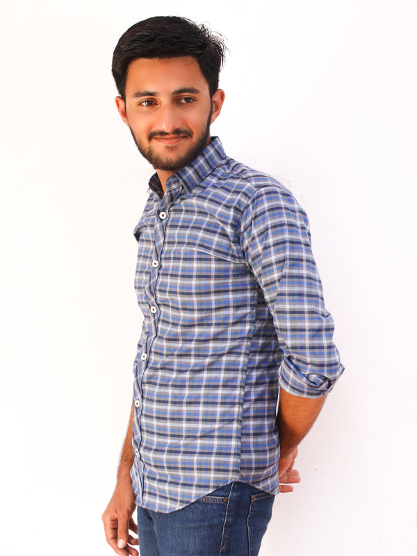 Blue Checks Casual Shirt For Men AZ MCS22