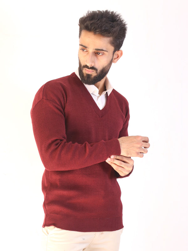 MSW26 Full Sleeves Plain Sweater for Men Maroon