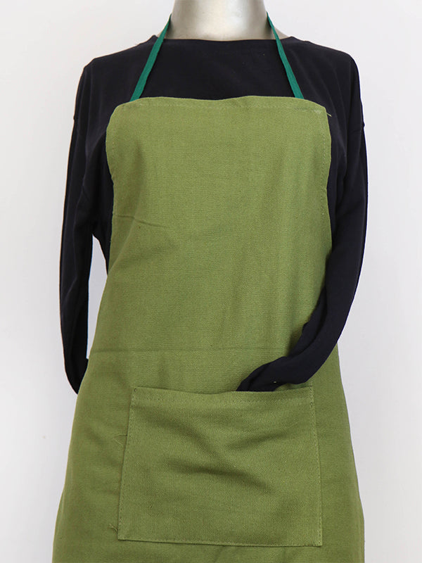 Kitchen Cooking Apron With Front-Pocket Plain Green