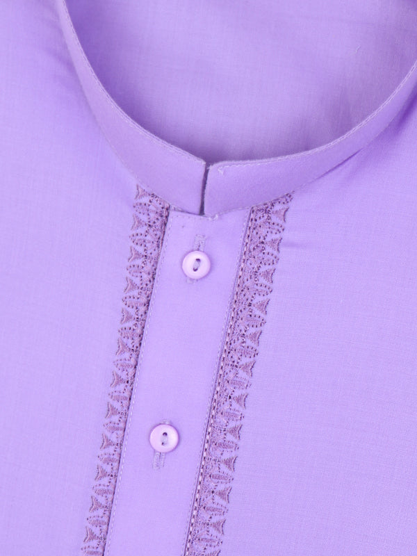 MK01 AM Men's Embroidery Stitched Kurta Purple