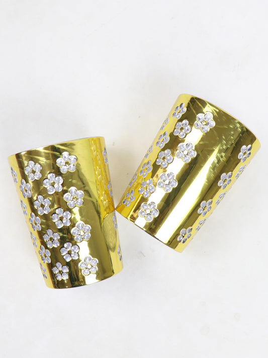 Flora Pack of 2 Crystal Glass Gold