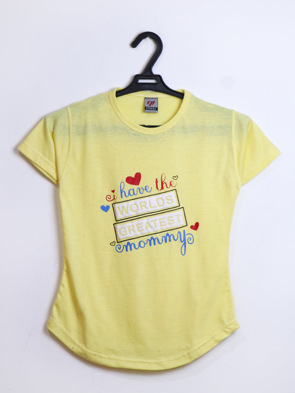 GTS10 M Girls T-Shirt 4Yrs - 7Yrs World's Greatest Yellow