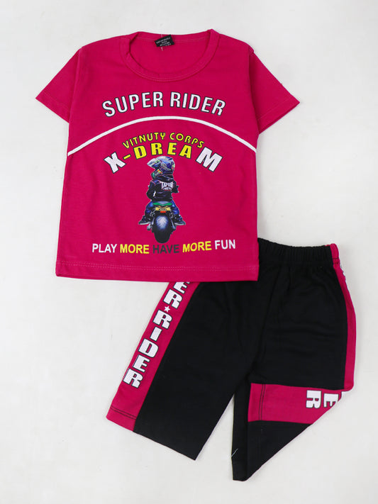 BS28 NJ Kids Suit 1Yr - 4Yrs Super Rider Dark Pink
