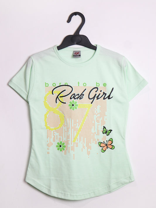 GTS09 MM Half Sleeves Girls T-Shirt 4Yrs - 7Yrs Green 87