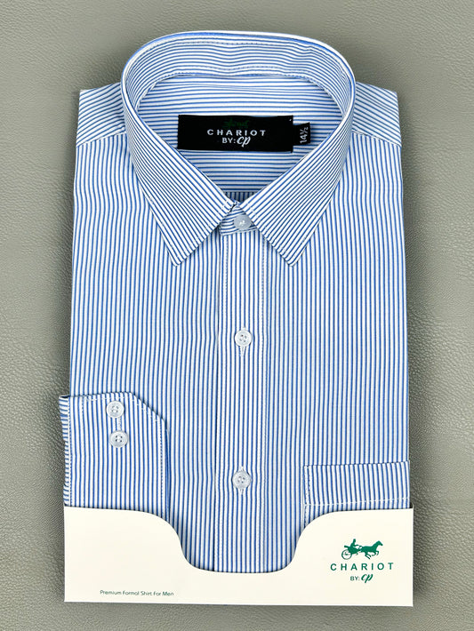 Dark Blue Lines Formal Dress Shirt For Men MFS157