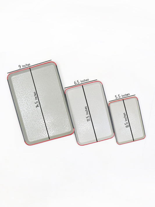 Plastic Rectangle Shape Serving Tray 3 Sizes Set Gray