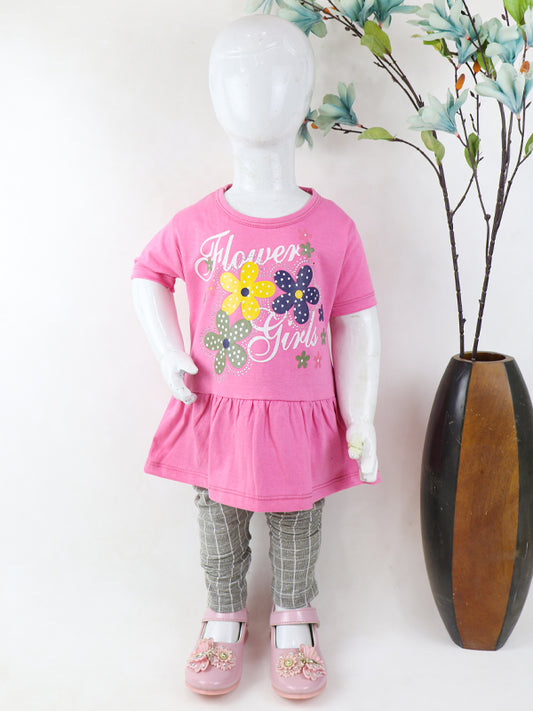 GS33 Girls Suit 1Yr - 4Yrs Flower Pink