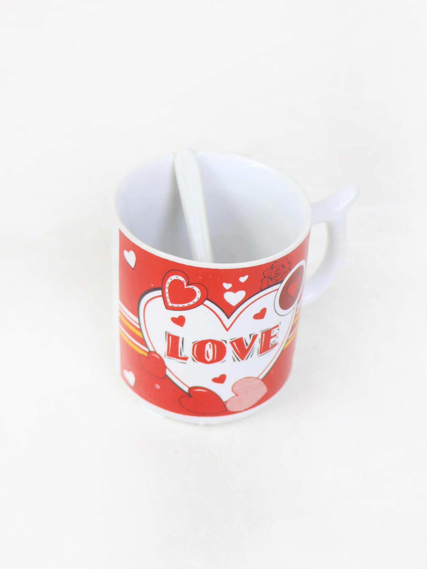Love Coffee Cup with Spoon Set Red