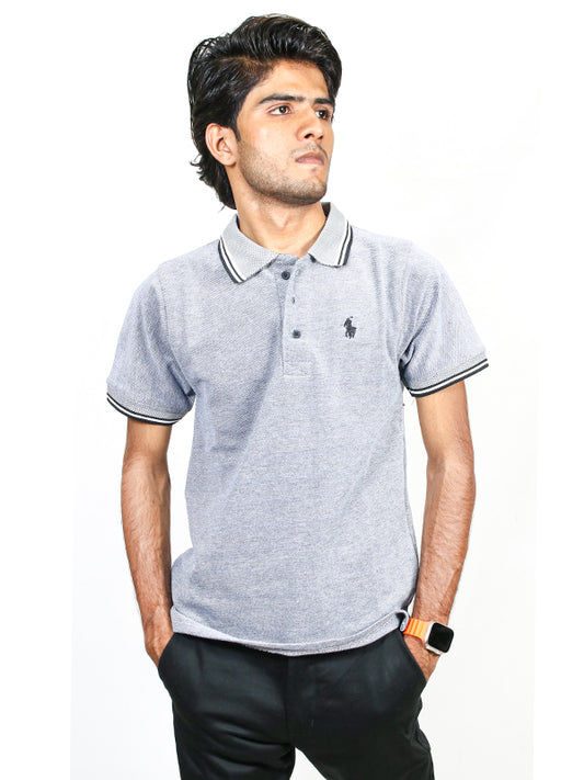Men's Paddy Curved Polo T-Shirt Light Gray