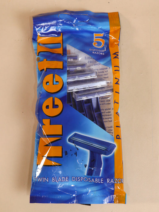 Pack Of 5 Blue Twin Blade Treet-II Disposable Razor