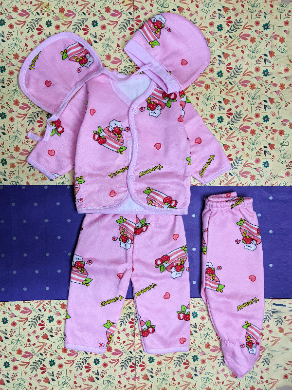 0Mth - 4Mth Pink 5Pcs Fleece Suit For Newborn BG NBGS57