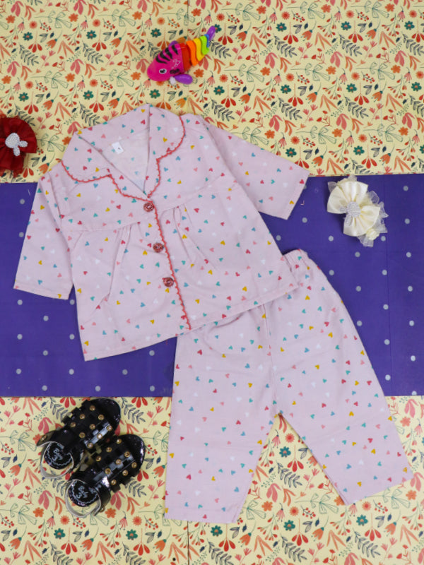 3Mth - 9Mth Pink Lace Cotton Night Suit For Girls GNS02