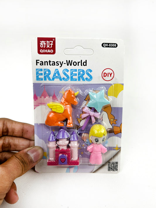 Pack of 4 Fantasy World Erasers Toys For Kids STA59