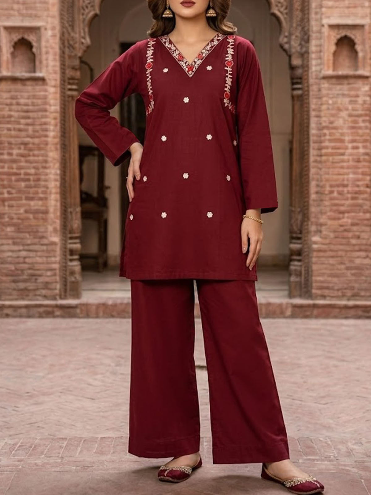 2Pc Co-Ord Set for Girls/Women Maroon WCS05