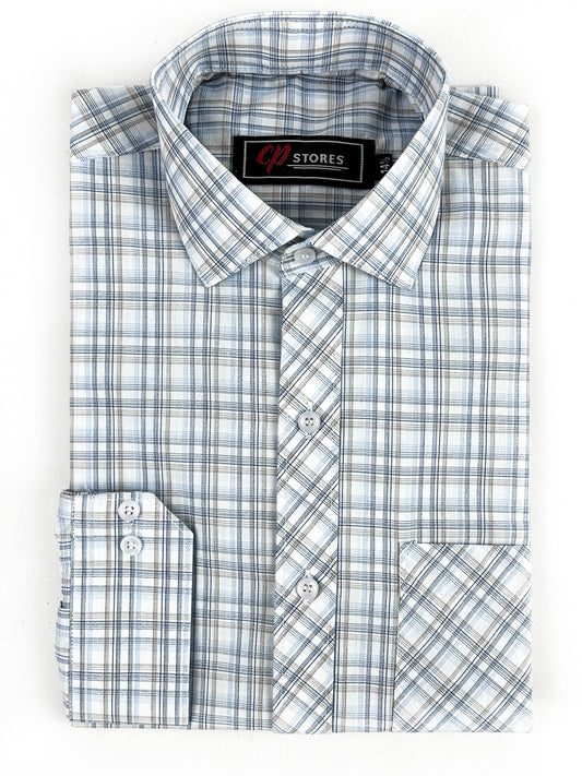 Blue Line Checks Formal Dress Shirt For Men MFS307