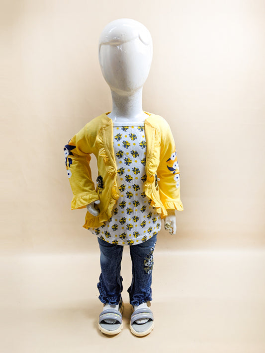 2Yr - 5Yrs Flower Yellow Suit For Girls BG GS65