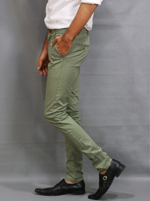 Hazel Green Cotton Chino Pant For Men MCP02