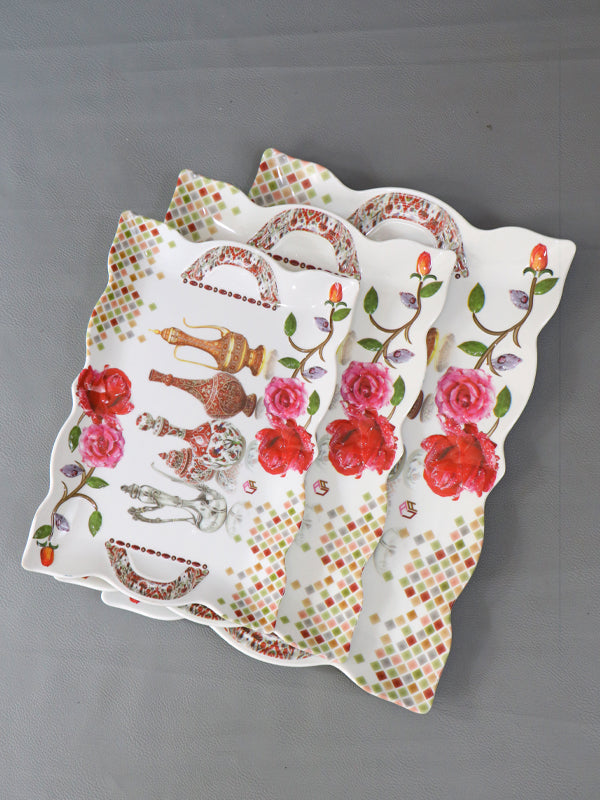 Pack of 3 Melamine Serving Tray D-02