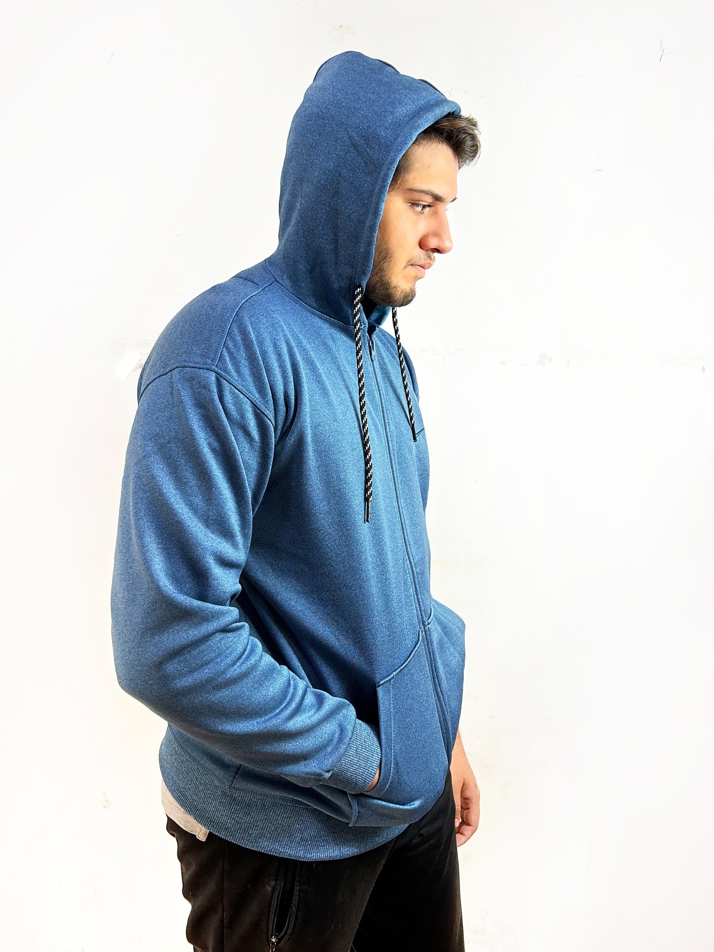 Light Blue Zipper Hoodie For Men MG MH16