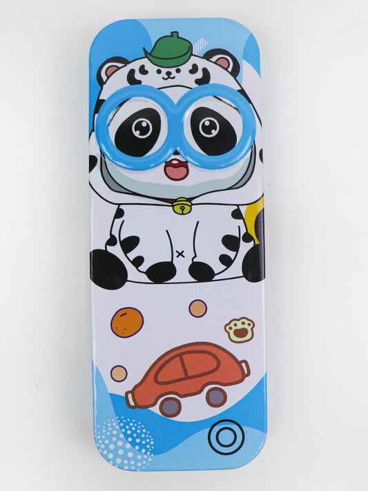 PB11 Metal Pencil Box For Kids Panda Blue