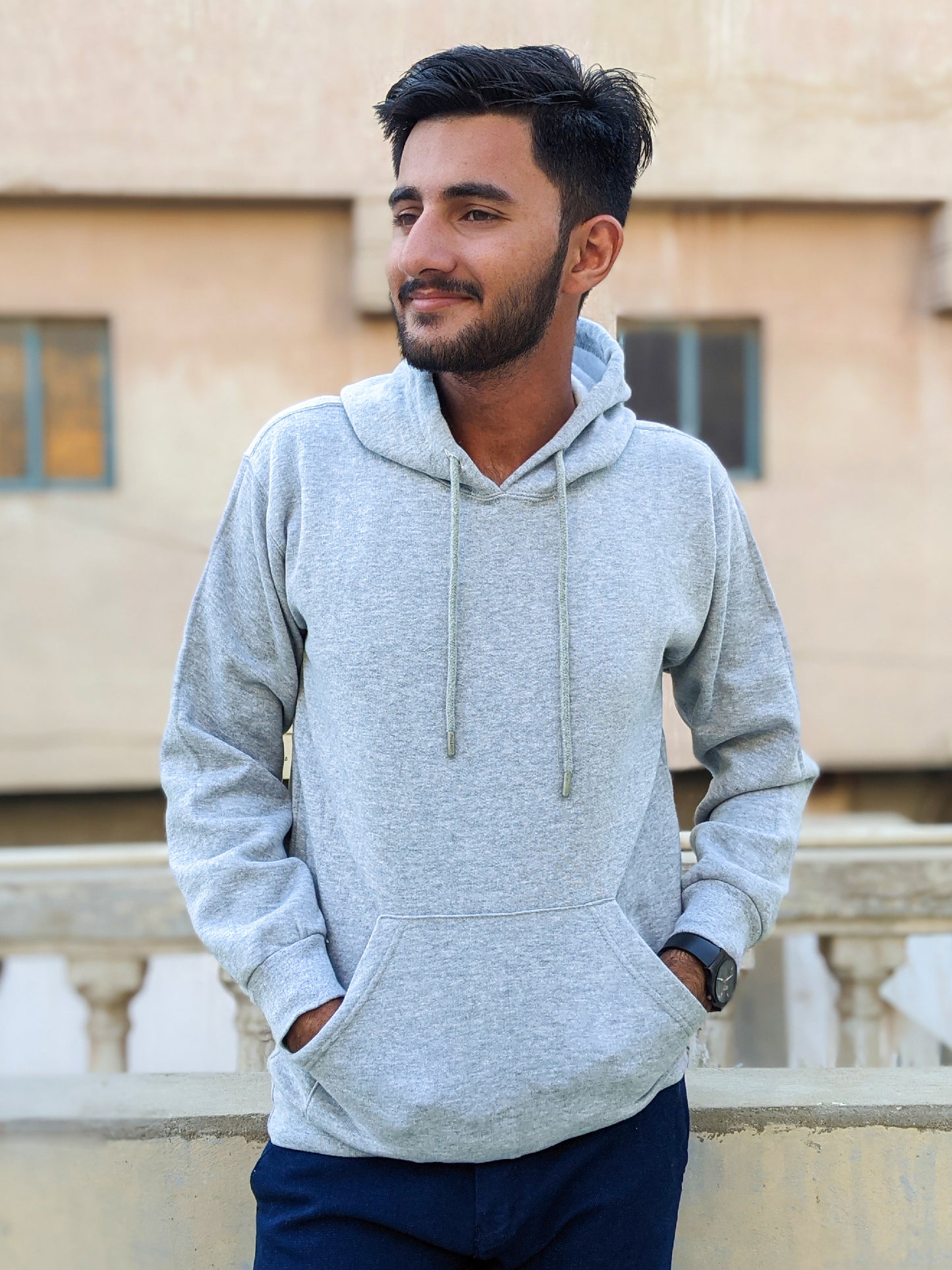 Light Grey Plain Pullover Hoodie Unisex MM MH08