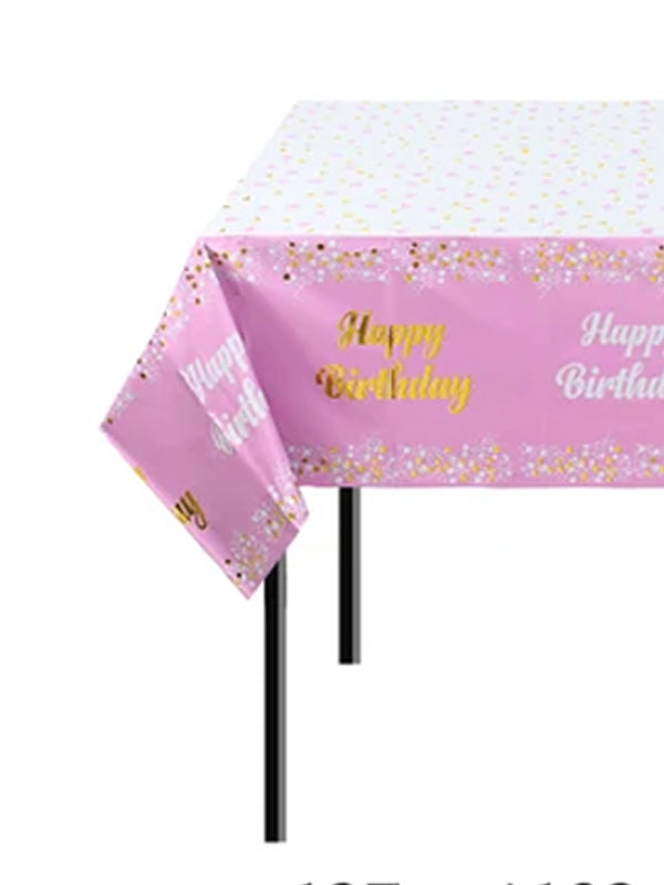 Birthday Plastic Table Cover 54×72 - Pink