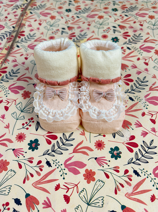 Floral Booties For Newborn NB08
