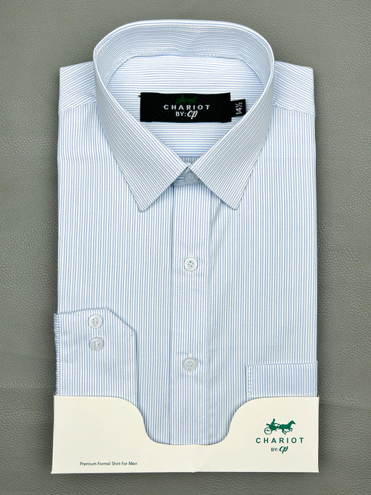 Blue Striped Formal Dress Shirt For Men MFS151