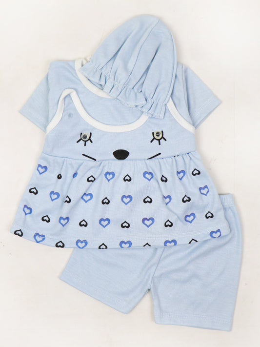 NBS04 HG Newborn Baby Suit 0Mth - 3Mth Heart Light Blue