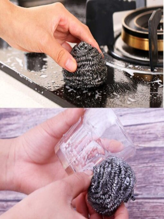 Pack Of 4 Kitchen Cleaning Stainless Steel Spiral Scourer Cleaning Ball