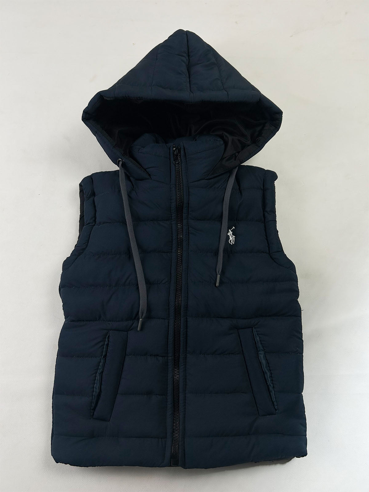 3Yrs - 10Yrs Boys Navy Blue Sleeveless Hooded Puffer Jacket KJ60