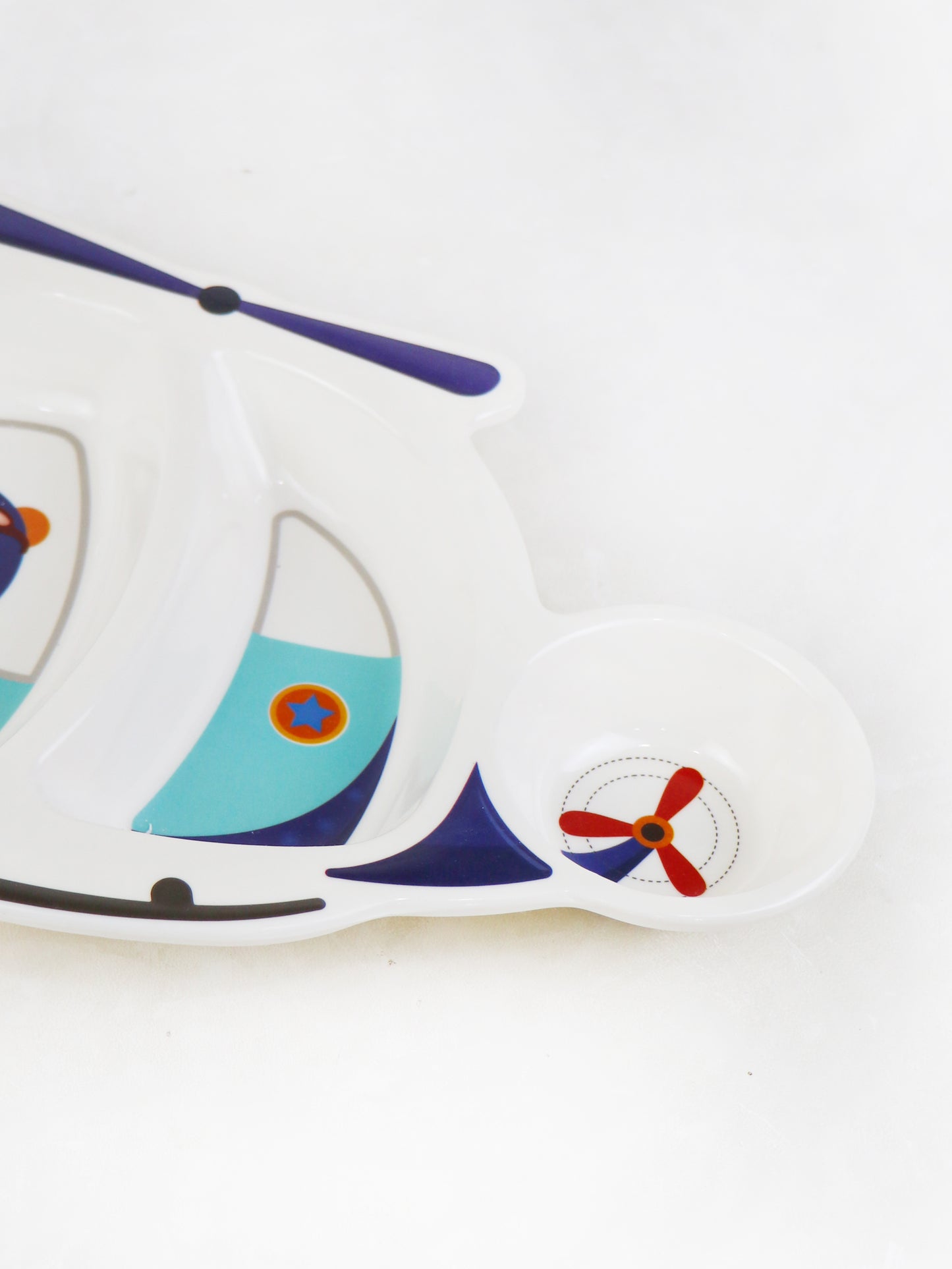 Helicopter Shaped 3-Compartment Melamine Tray Blue