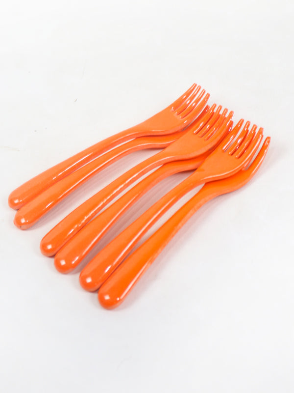 Pack of 6 Melamine Forks Orange