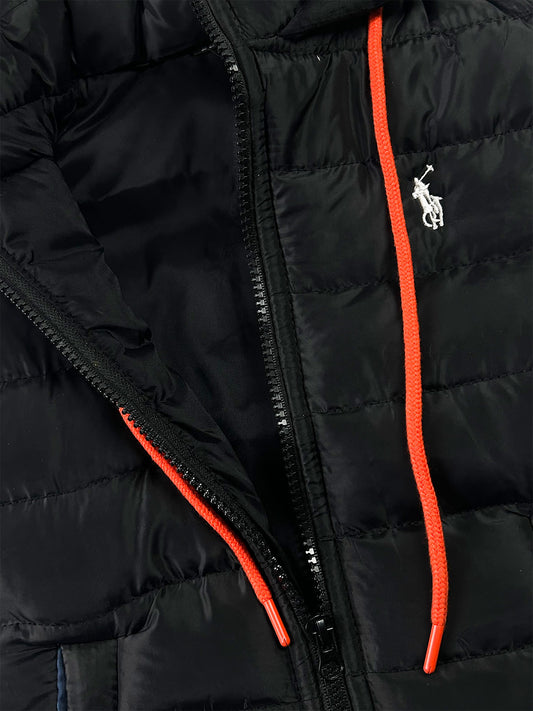 3Yrs - 10Yrs Boys Black Sleeveless Hooded Puffer Jacket KJ61