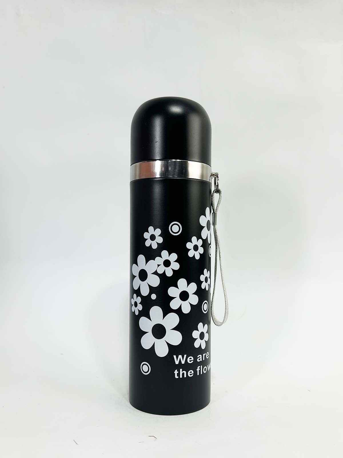 Floral Black Stainless Steel Bottle 500ML D-61