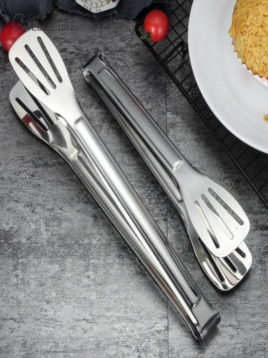 Stainless Steel Food Serving Tongs Silver