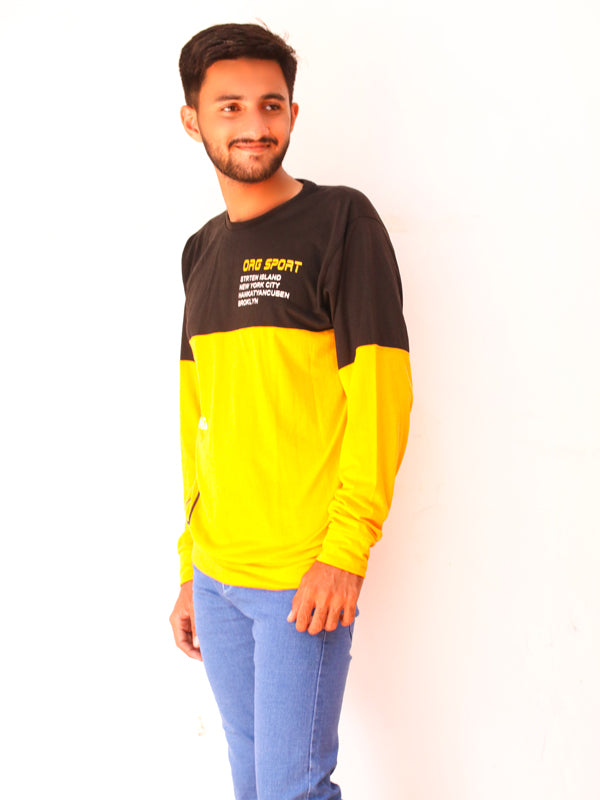 Yellow Sport Full Sleeve Printed T-Shirt For Men SN MTS83