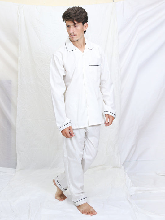 AN Men's 100% Cotton Night Suit Yellow Lines